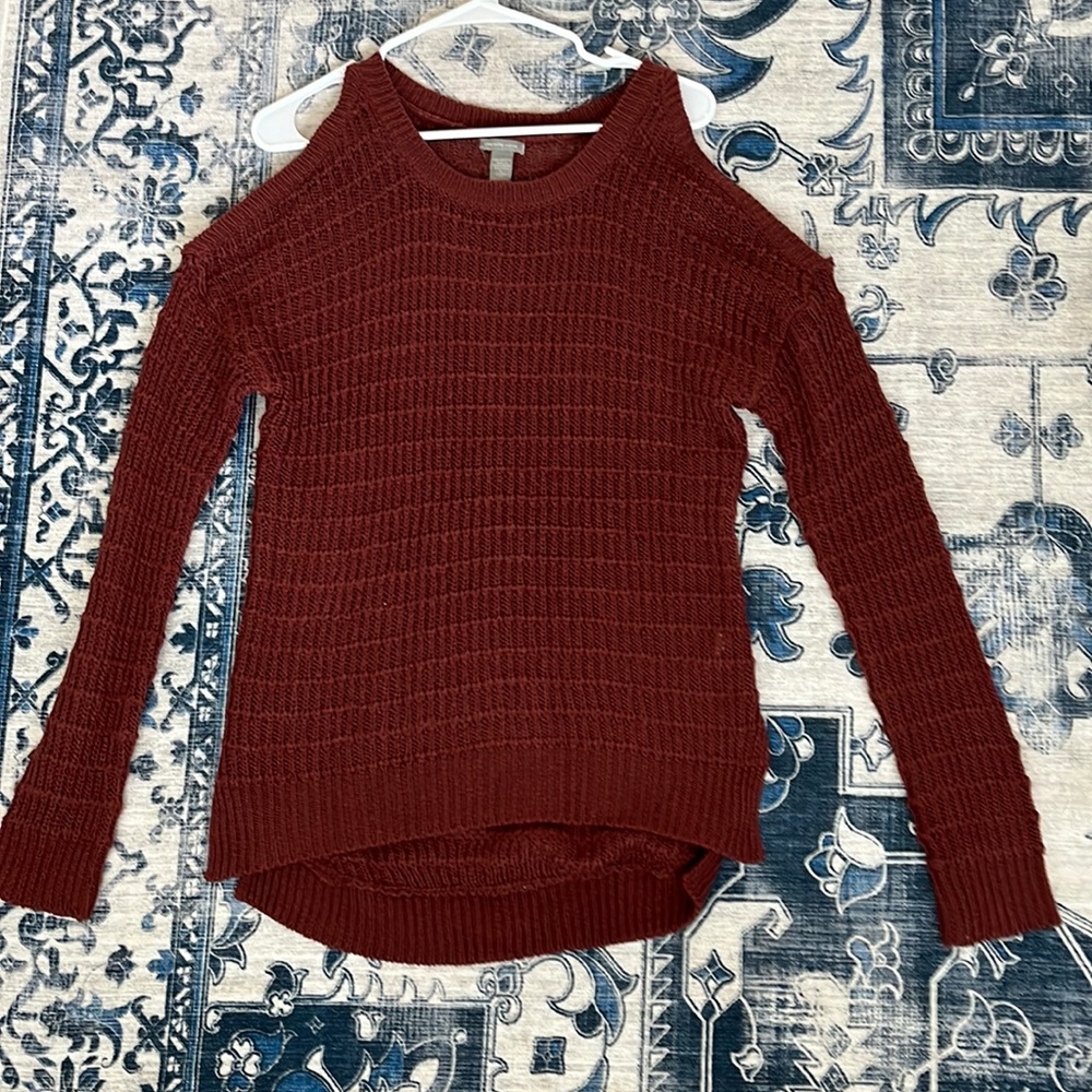 Charlotte Russe Rust Colored Shoulder Cut Out Sweater